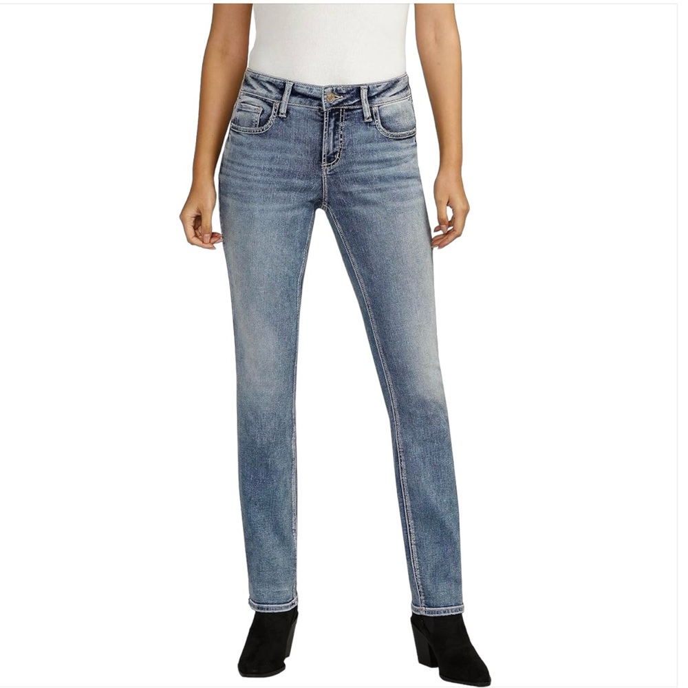 Silver Jeans 30 (US 8) Elyse Straight Women’s Jeans Mid Rise Stretch Tiny Flaw